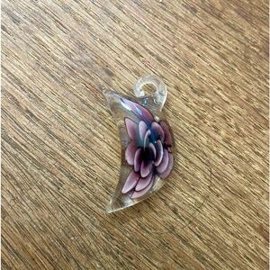 Lampwork glass moon pendant NWOT